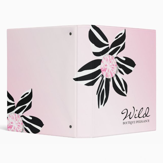 311-Wild Zebra Flower | Pink Diamond PP 3 Ring Binder (Background)
