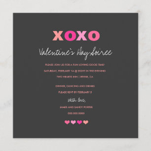 311 XOXO Gray Hearts in a Row Invitation