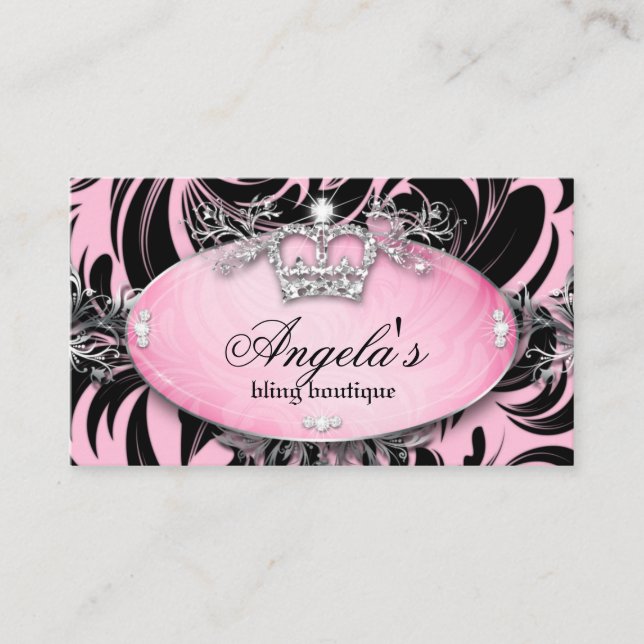 311 Zebra Business Card Jewelry Crown Pink (Front)