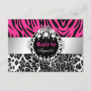 311 Zebra-Leo Tique Diamonds n' Kisses Reply RSVP Card