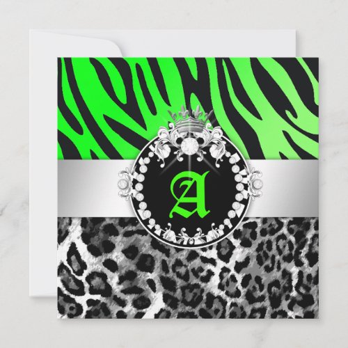 311-Zebra-LeoTique Diamonds n' Kisses Sweet 16 Custom Invitation
