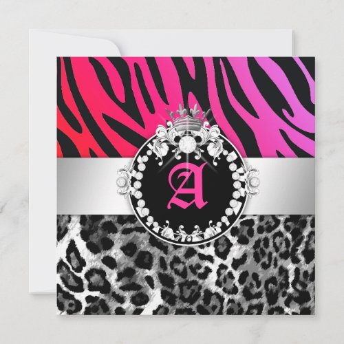 311-Zebra-LeoTique Diamonds n' Kisses Sweet 16 Invites