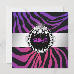 311-Zebra-Tique Diamonds n' Kisses Sweet 16 P Radi Invitation