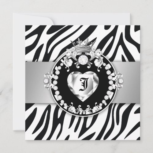 311 Zebra Tique Kiss Queen of Hearts Sweet16 Personalized Announcement