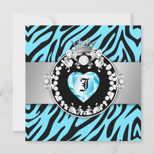 311 Zebra Tique Kiss Queen of Hearts Sweet16 Personalized Invite