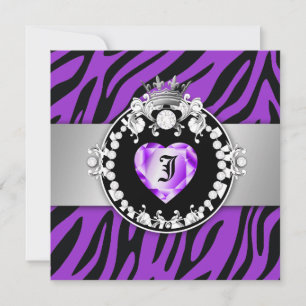 311 Zebra Tique Kiss Queen of Hearts Sweet16 Invitation