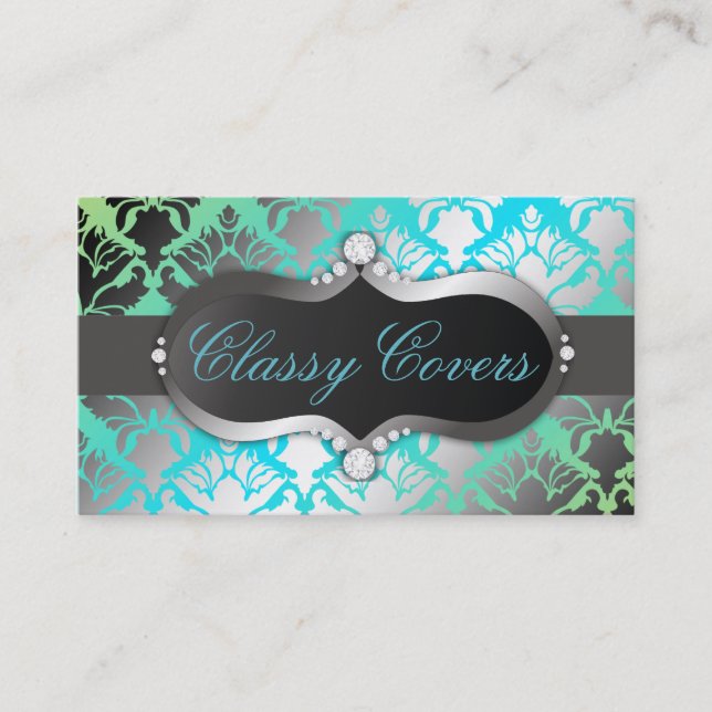 311-Zeopard Sign meet Damask Shimmer ParadiseLime Business Card (Front)