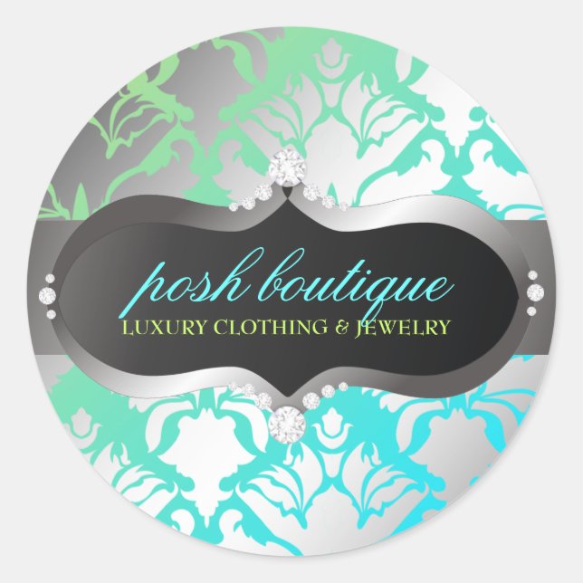 311 Zeopard Sign meets Damask Shimmer Ocean Lime Classic Round Sticker (Front)