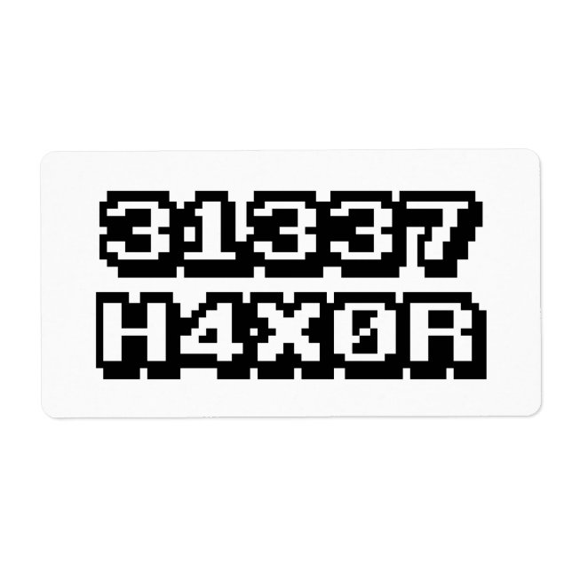31337 H4X0R LABEL (Front)