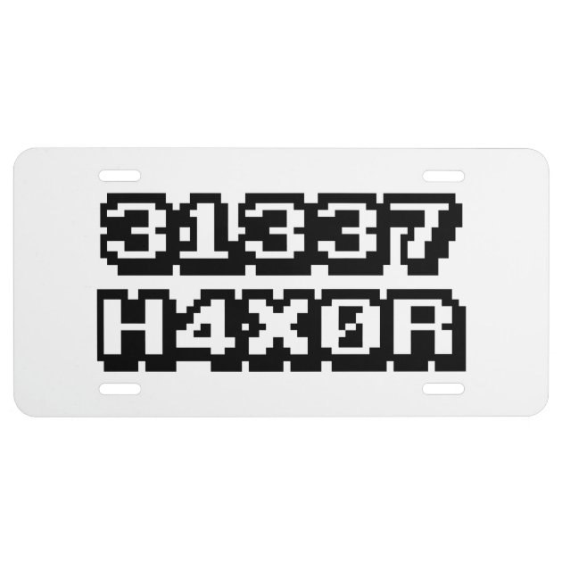 はに 31337 H4X0R LICENSE PLATE | Zazzle