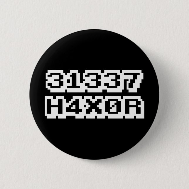 31337 H4X0R PINBACK BUTTON (Front)
