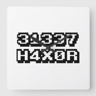 31337 H4X0R SQUARE WALL CLOCK
