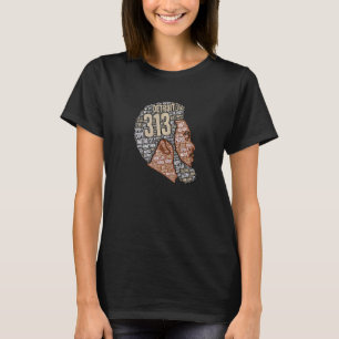 313 Area Code Detroit Black Man Father's Day T-Shirt