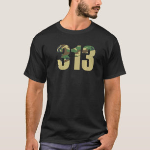 313 Area Code Detroit Hometown Camo Camouflage T-Shirt