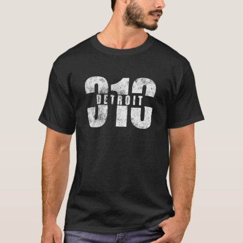 313 Area Code Detroit Michigan Vintage T_Shirt