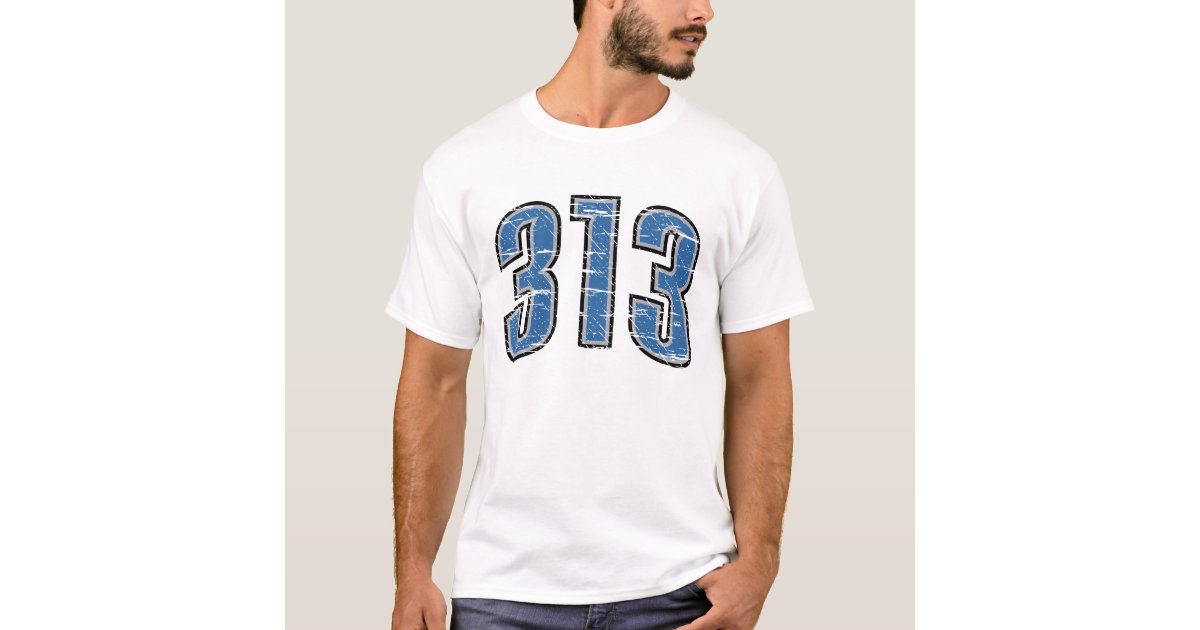 : Grit Detroit Michigan Blue and White T-Shirt