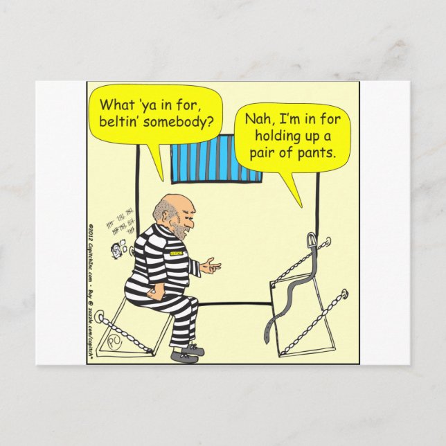 316 Belt in jail cartoon Postcard (Front)