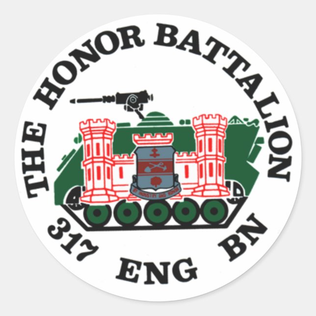 317th Engineer Battalion - Honor Battalion Classic Round Sticker (Front)