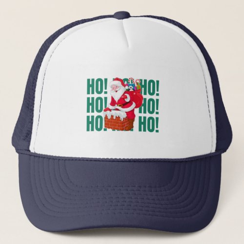 31Ho Ho Ho Santa claus is wishing merry Christmas Trucker Hat