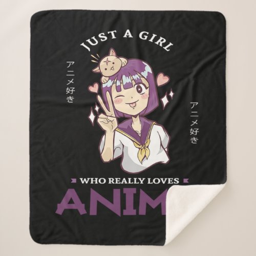 31Just A Girl Who Really Loves Anime Sherpa Blanket