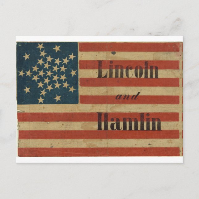 31 Star 1860 Lincoln and Hamlin American Flag Postcard (Front)