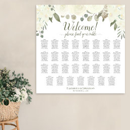 31 Table Ivory White Floral Wedding Seating Chart