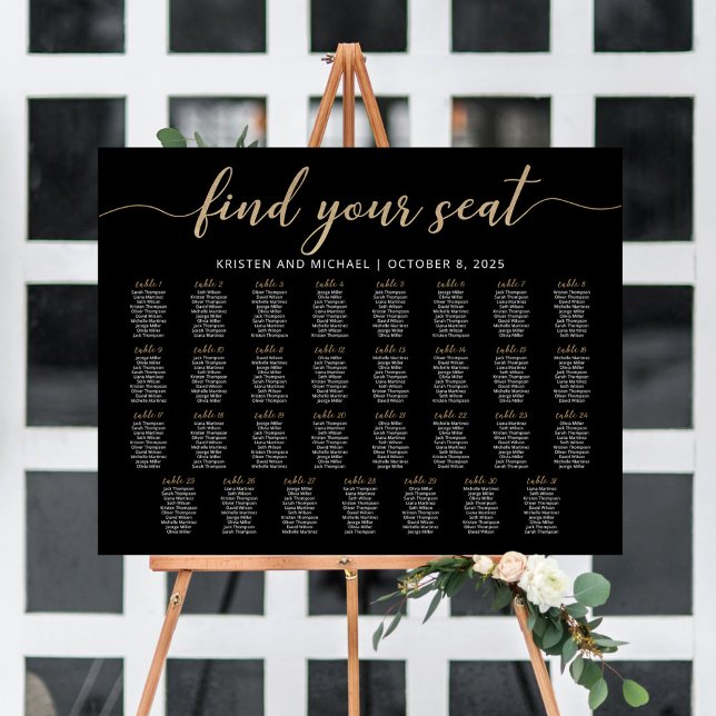 31 Tables Find Your Seat Black Seating Chart  Foam Board (Creator Uploaded)