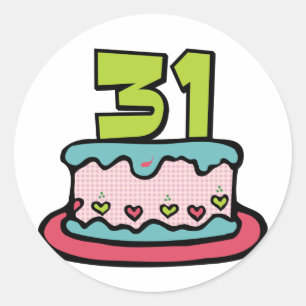31 Year Old Birthday Cake Classic Round Sticker