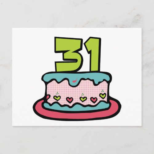 31 Year Old Birthday Cake Postcard