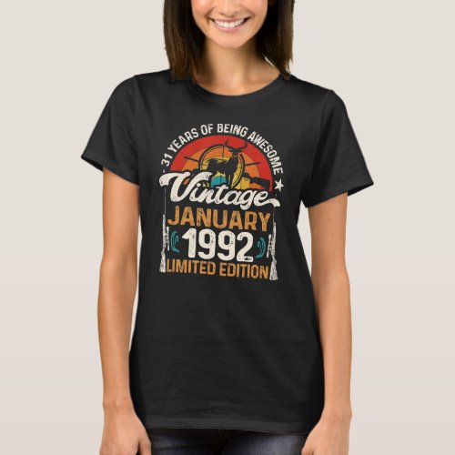 31 Year Old Deer Hunting Hunters January 1992 31st T_Shirt