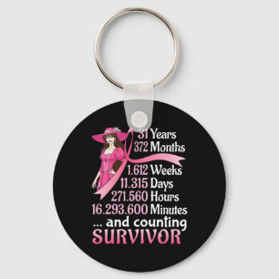 31 Years 372 Months And Counting Breast Cancer Sur Keychain