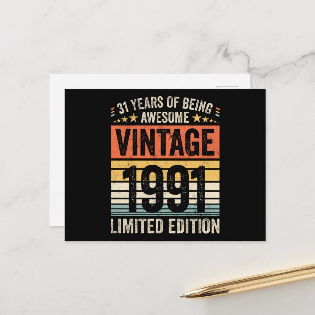 31 Years Of Being Awesome Vintage 1991 Postcard (Front/Back In Situ)