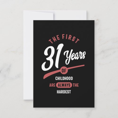 31 Years Old Birthday Gift RSVP Card