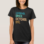 31 Years Old  Legend Since October 1991 31st Birth T-Shirt