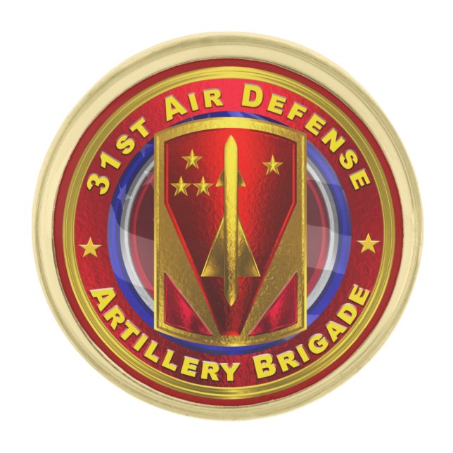 31st Air Defense Artillery Brigade  Gold Finish Lapel Pin (Front)