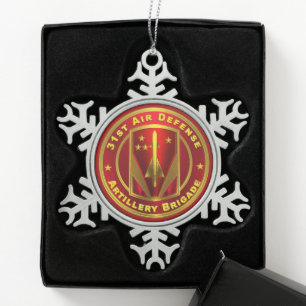 31st Air Defense Artillery Brigade Snowflake Pewter Christmas Ornament