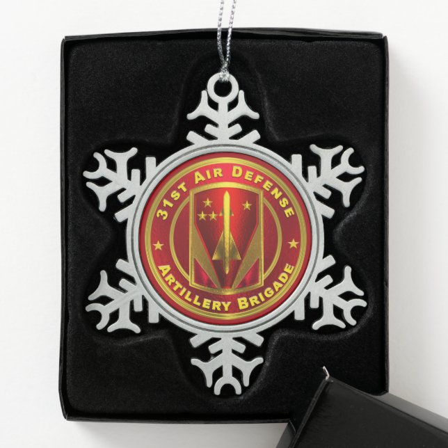 31st Air Defense Artillery Brigade   Snowflake Pewter Christmas Ornament (Box)