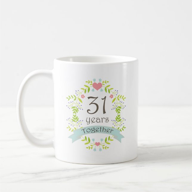 31st Anniversary Keepsake Beverage Coffee Mug (Left)