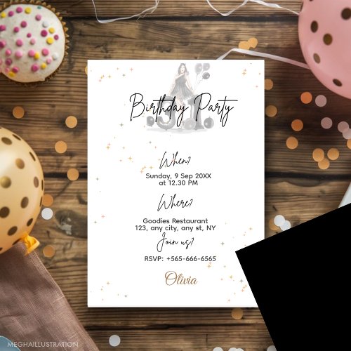 31st birthday 31 black invitation