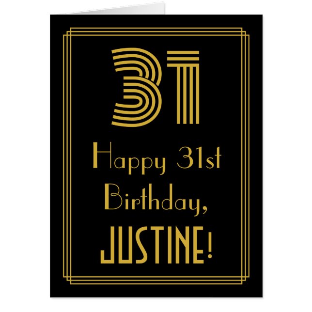 31st Birthday: Art Deco Inspired Look “31” + Name Card (Front)