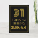 [ Thumbnail: 31st Birthday: Art Deco Inspired Look "31" & Name Card ]