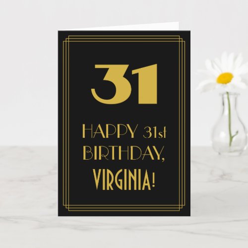31st Birthday  Art Deco Inspired Look 31  Name Card