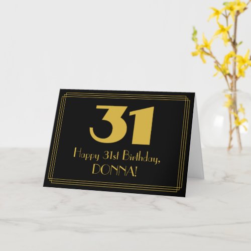 31st Birthday Art Deco Inspired Look 31  Name Card