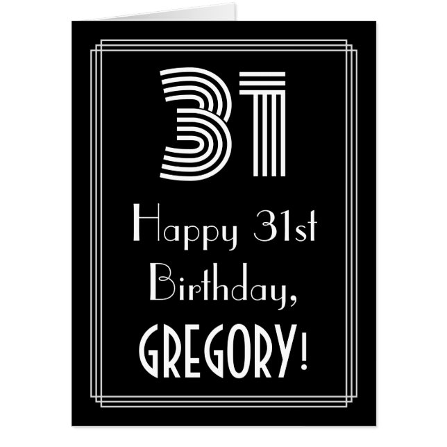 31st Birthday — Art Deco Inspired Look “31” + Name Card (Front)