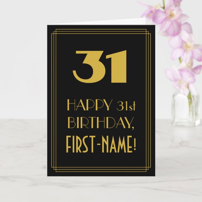 31st Birthday ~ Art Deco Inspired Look "31" & Name Card (Orchid)