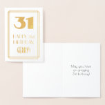 [ Thumbnail: 31st Birthday: Art Deco Inspired Look "31" & Name Foil Card ]