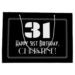 31st Birthday ~ Art Deco Inspired Look "31" + Name Large Gift Bag