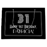 [ Thumbnail: 31st Birthday — Art Deco Inspired Look "31" & Name Gift Bag ]