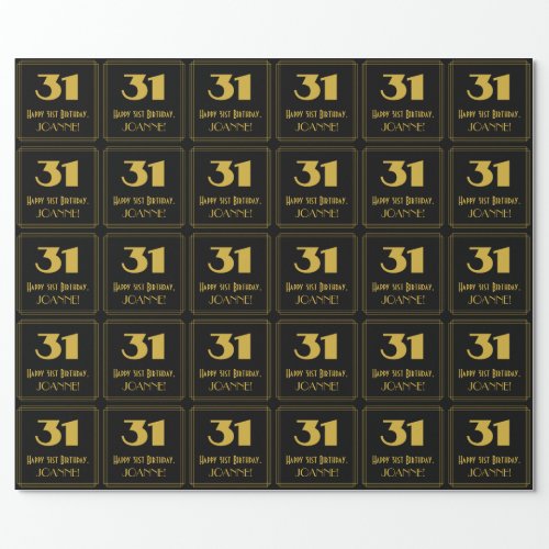 31st Birthday  Art Deco Inspired Look 31  Name Wrapping Paper