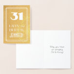 [ Thumbnail: 31st Birthday ~ Art Deco Style "31" & Custom Name Foil Card ]
